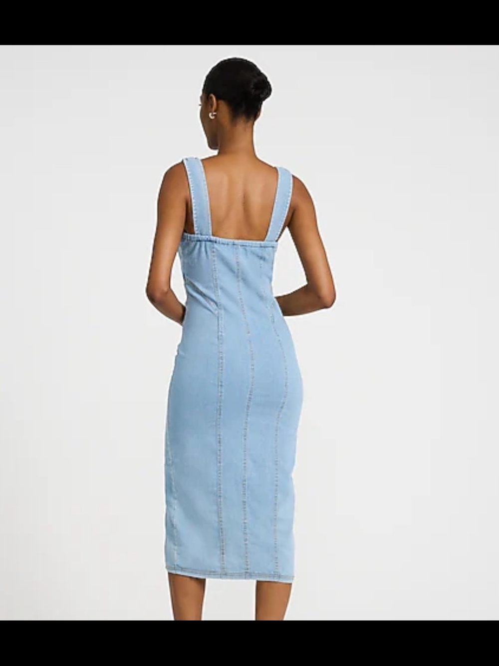 NWT EXPRESS Light Blue Button-Front Denim Dress - Picture 2 of 3